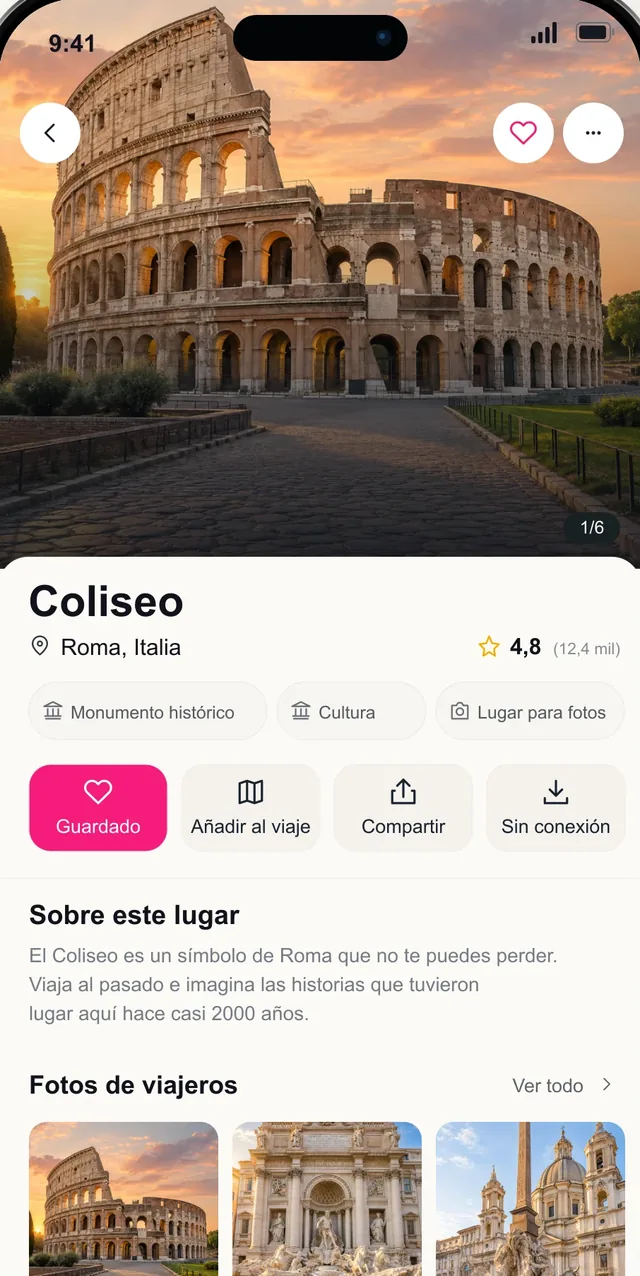 Pantalla del lugar guardado Coliseo de Roma en Pictoura