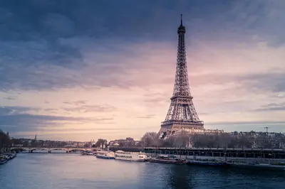 The Eiffel Tower in Paris at dusk